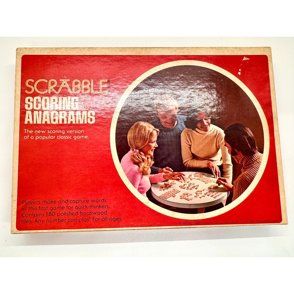 Vintage 1975 Scrabble Scoring Anagrams‎ Game Selchow Righter 180 Wood Tiles